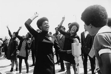 I love this image. It manages to be serious, powerful, righteously angry, hopeful, womanist and joyful at the same time. It also evokes the 1960s when my political consciousness was educated by images like this. I believe it is a Black Panther protest from 1968. I am also making a conscious political statement by fronting my politics blog with this image. Until such time as black women have achieved complete political equality the job of revolution will not be done.    Politics